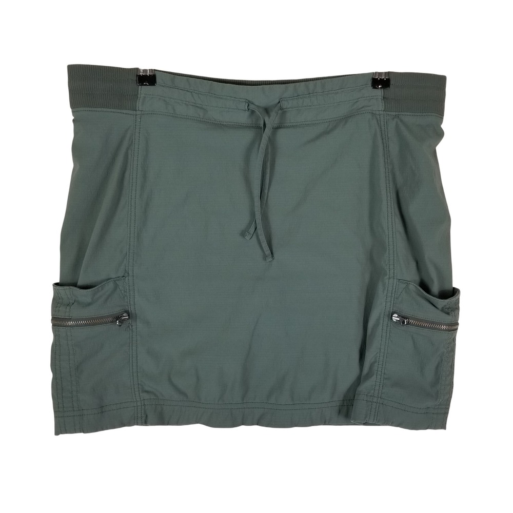 Athleta Skort Women 14 Green Cargo Hiking Ripstop Active Drawstring